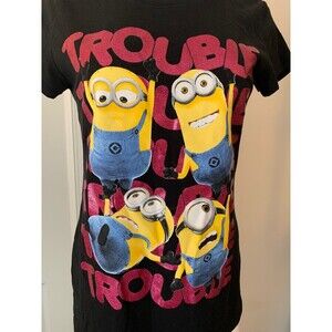 Despicable Me 2 Womens Double Trouble Minions Black Tshirt Size XL